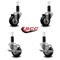 Service Caster 3'' Black Poly Wheel Swivel 1-1/4'' Expanding Stem Caster Set 2 Brakes, 4PK SCC-EX20S314-PPUB-BLK-2-TLB-2-114 - alternate 4